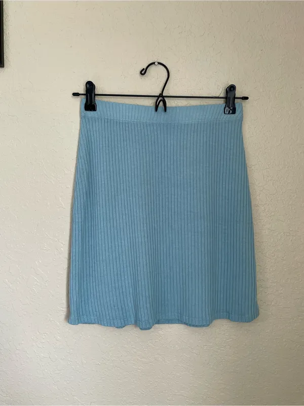 Reformation Peggy Two Piece Set Size Small Turquoise Polo Crop Top and Skirt - Image 9