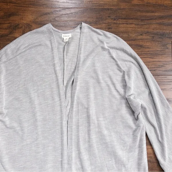 DONNI. • Anthropologie Sandwash Ribbed Sweater Coat cardigan jacket cream grey - Image 3