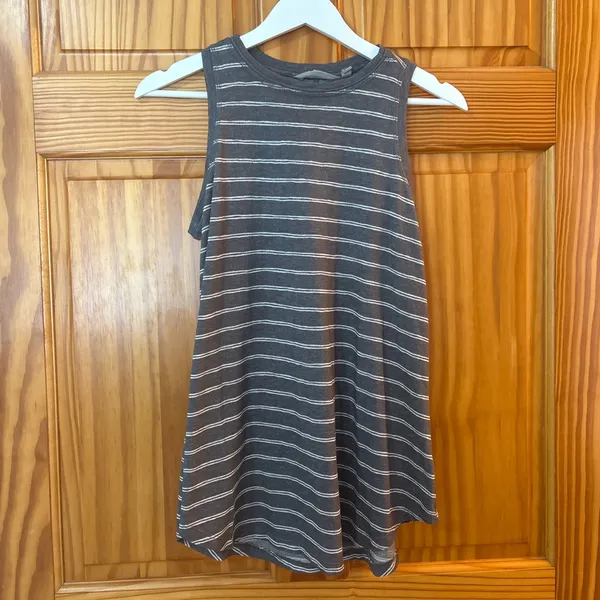 Athleta Size Small Grey Breezy Striped Tank Top - Image 2