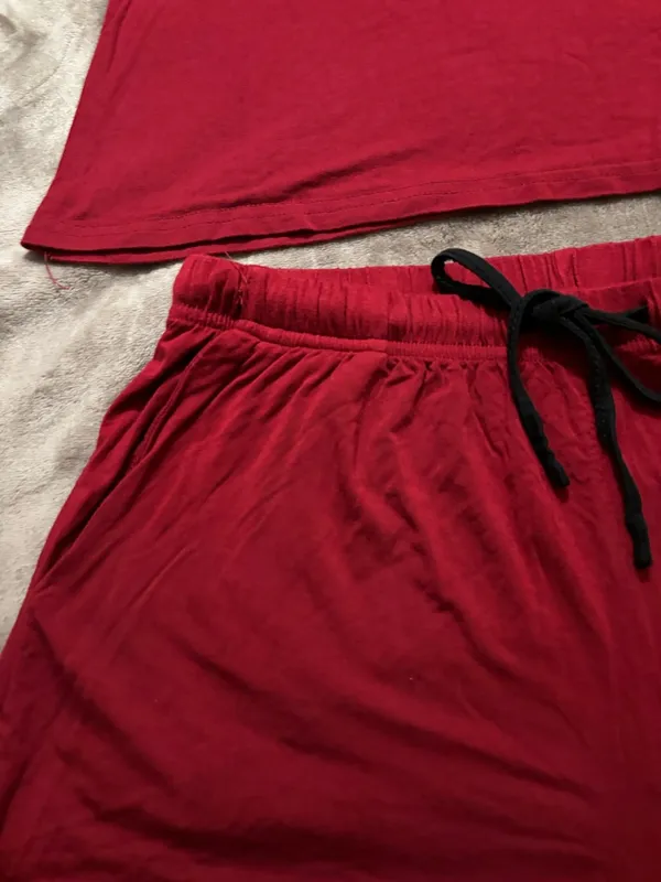 Vlazom Pajama Set Women’s Size S Burgundy/Red Racerback Tank Black Trim - Image 5
