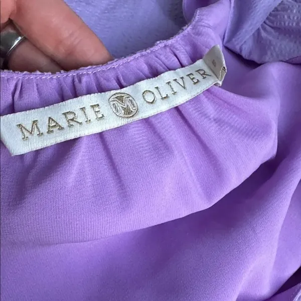 Marie Oliver Betti Aster Purple Lavender V-Neck Tiered Maxi Dress S - Image 5