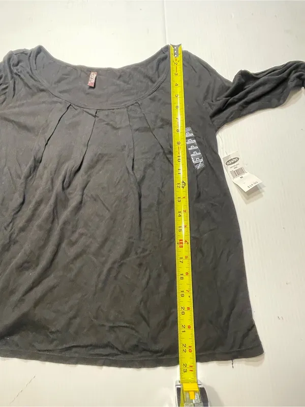 Old Navy Black Swing Top Pleating Detail Scoop Neck 3/4 Sleeve Women Sz M NWT - Image 6