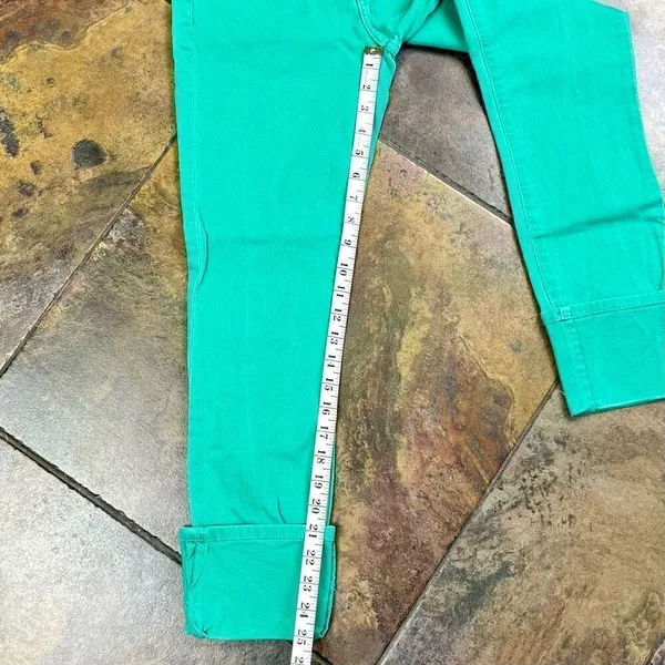 Current/Elliott Green Cuffed Cropped Stretch Jeans 27 - Image 6
