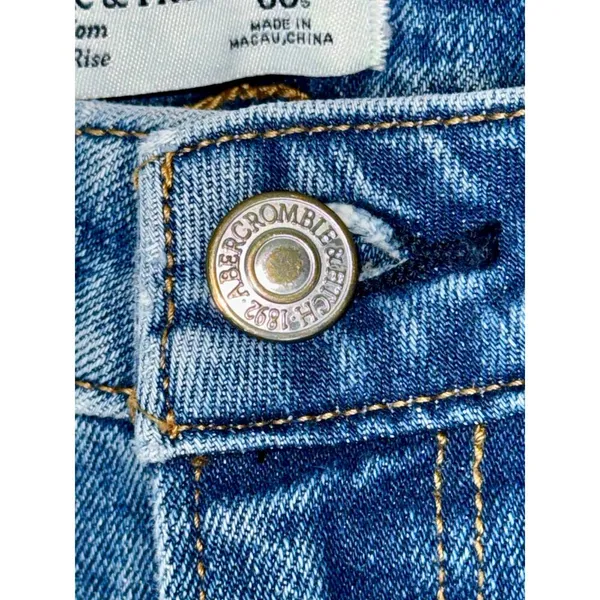 Abercrombie & Fitch Curve Love Mom High Rise Blue Denim Distressed Jean Sz 24 00 - Image 5