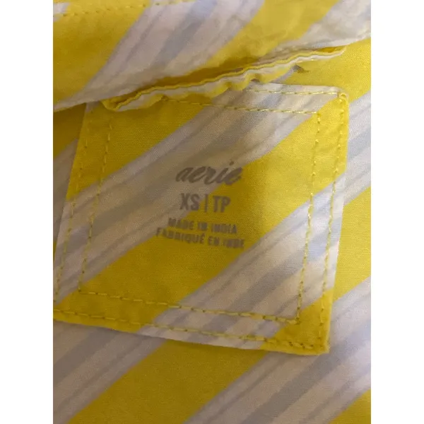 Aerie Women's Yellow Striped Poplin Long Sleeve Button Down Shirt Top Size XS - Image 5