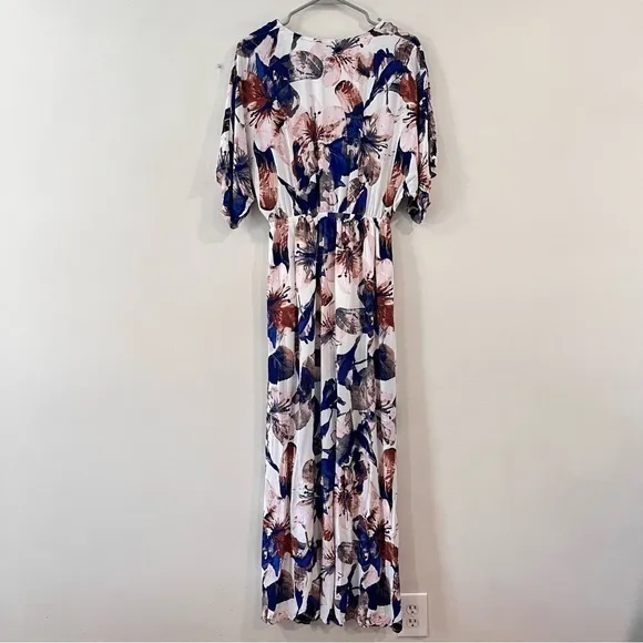 Lulus Loveliest of all White Blue Floral Lace Up Cut Out Maxi Dress Size‎ SMALL - Image 6