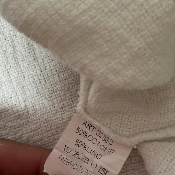 JBL Monica Italian Linen Patchwork Top Womens OS White Boho Frayed Raw Hem Gauze - Image 6