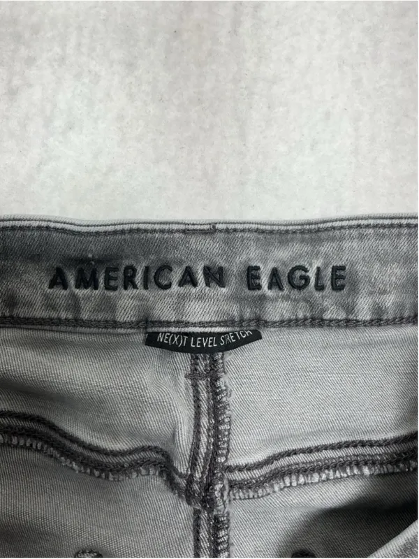 Womans Excellent American Eagle Curve Jegging Distressed Stretch Gray Jeans 10 - Image 4