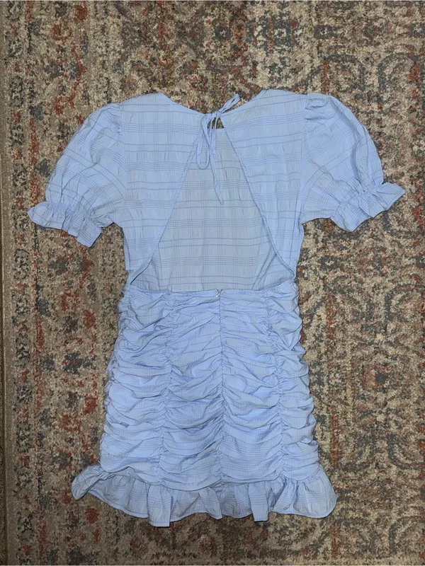Painted Threads Light Blue Ruched Mini Dress - Image 3
