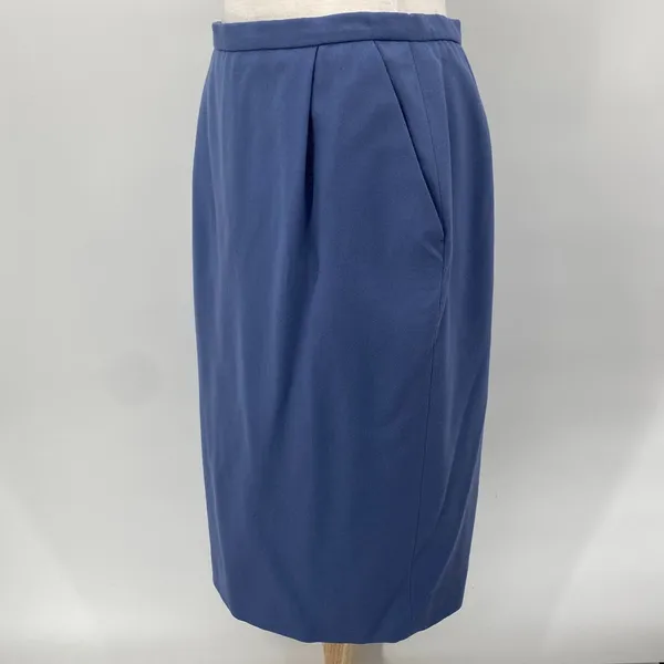 Vintage Pendleton Virgin Wool Skirt Suit Set Collarless Blazer Powder Blue 12 - Image 13