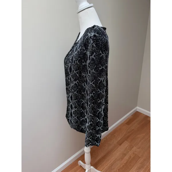 Blu Sage Two Piece Cardigan Tank Set Black Sparkle Silver Snake Print Womens XL - Image 6