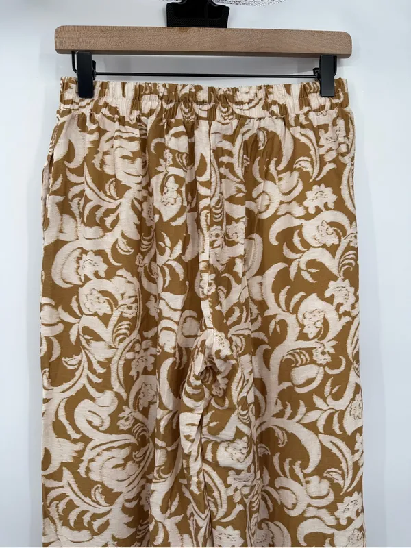 Philosophy Republic Floral Wide Leg Pull-On Pants S NWT Tan Cream - Image 5