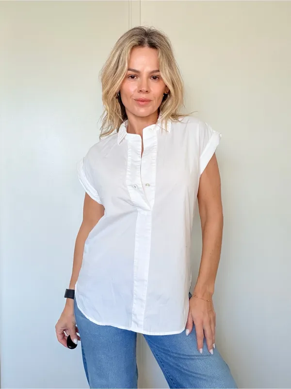 J. Crew White Short-Sleeve Popover Shirt - Image 2