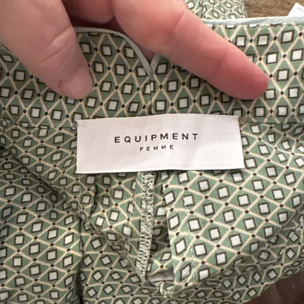 NWT $350 Equipment‎ Allete Crop Wide Leg Pants Size 0 Green Silk Viscose - Image 4