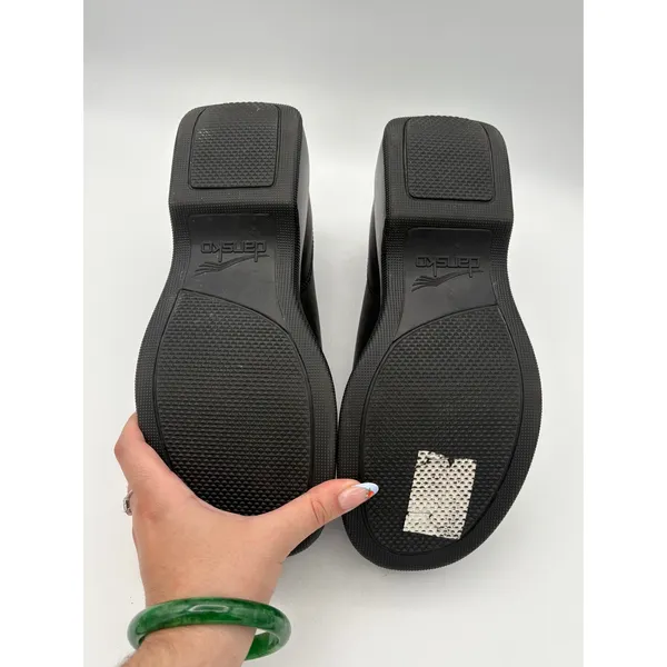 Women’s Dansko Size 8 Black Leather Slip On Espadrilles - Image 6