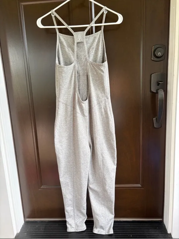 EUC Free People Movement Ashford Side to Side Performance Jumpsuit Grey Large - Image 5