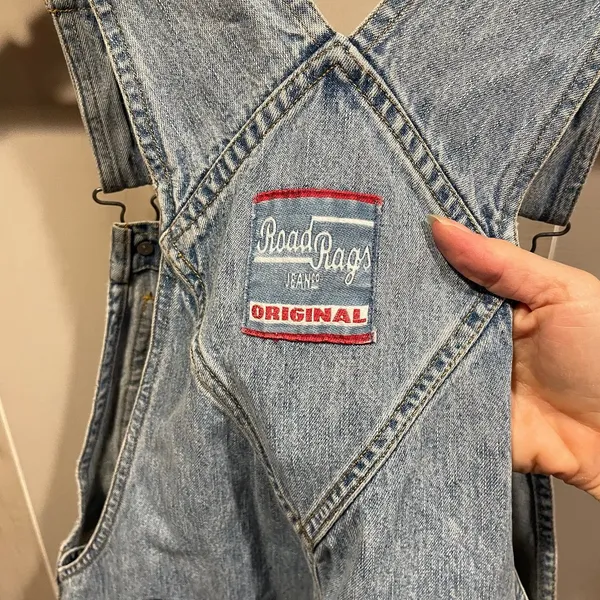 Cute Y2K denim Road Rags Jean Co short overalls pockets medium - Image 8