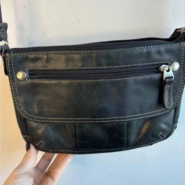 Fossil Black Pebble Leather‎ Crossbody Purse - Image 4
