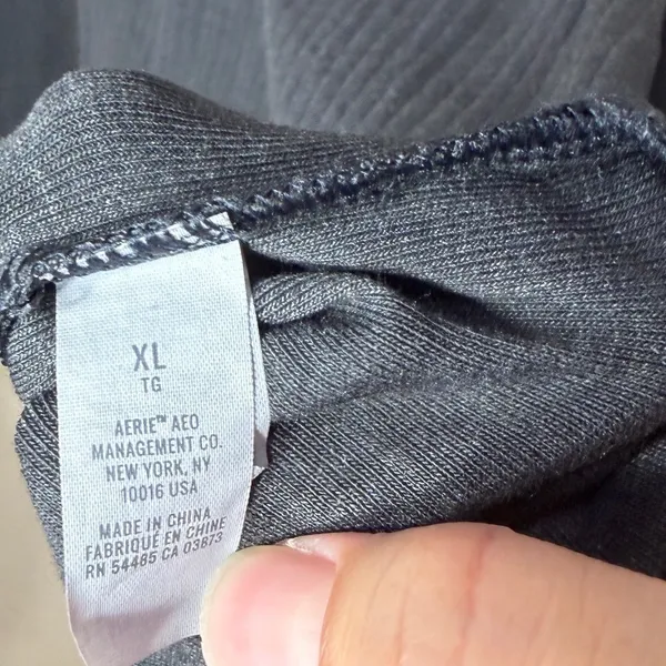 Aerie Womens Charcoal Grey Ribbed Henley Maxi Dress Long Sleeve Side Slit XL - Image 6