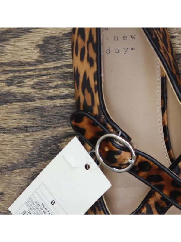 A New Day Tasmin Print Flats with Crisscross Buckle 94568229 Leopard Brown 8M - Image 8