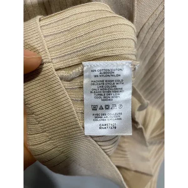 Ann‎ Taylor Sweater Vest Womens XS Beige Ribbed Knit Button Front Preppy Career - Image 5