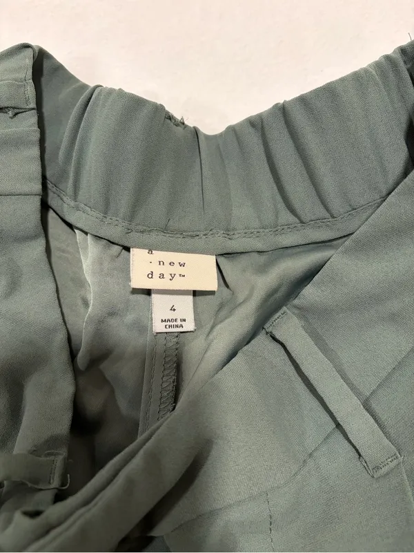 A New Day Sage Green High Rise Pleated Wide Leg Dress Pants - Size 4 - Image 5