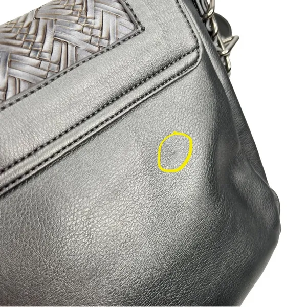 Steve Madden Gray Woven Faux Leather Crossbody Saddle Bag Purse - Image 10
