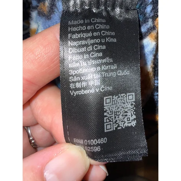 Kavu Fleece Pullover Women Medium‎ Blue Orange Geometric Aztec Button Up - Image 5
