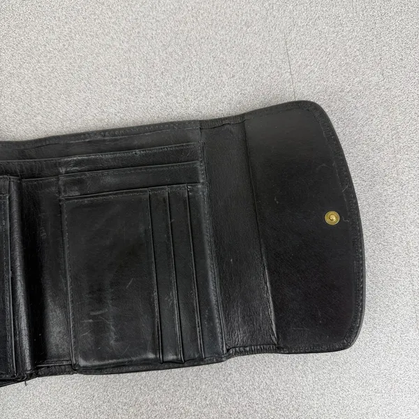 Vintage Coach Leather Wallet Black Tri Fold Snap Brass Cards Cash ID Classic - Image 8