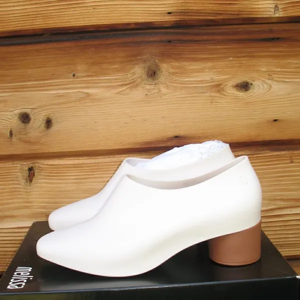 Melissa Womens 6 White Brown Mid Pump Shoes - Image 4