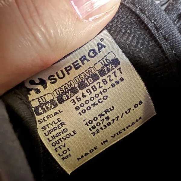 Superga 2750 Cotu Classic Shoes Women's 10 Black Low Top Canvas Sneakers Skater - Image 3