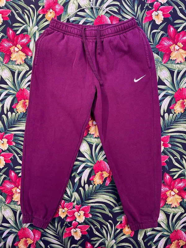 Nike Burgundy White Swoosh Sweatpants Size Medium - Image 2