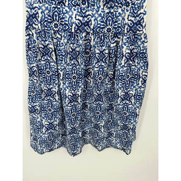Milly Dress Women 8 Blue White Paisley Print‎ V-Neck Sleeveless Back Zip Mini - Image 3