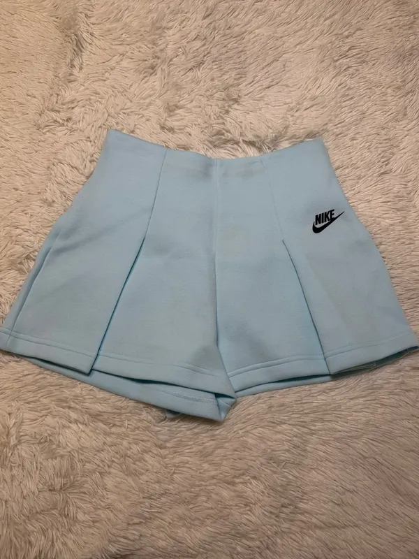 Nike High-Waisted Pleated Shorts in Light Blue - Image 2