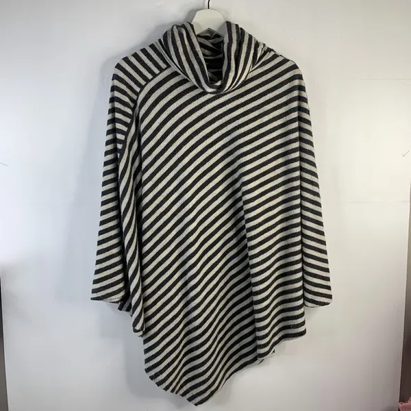 Soft Surroundings OS Poncho Sweater Presley‎ Soft Cozy Stripes Cowl Neck Women’s - Image 4