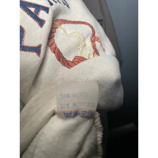 Vintage Energy Paris France‎ Embroidered Crewneck Sweatshirt Oatmeal Large - Image 4
