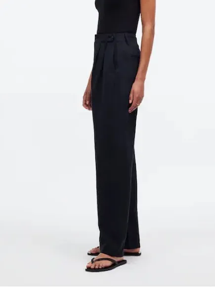 Madewell Black The Harlow Linen Blend Wide Leg Pants Size 14 - Image 4