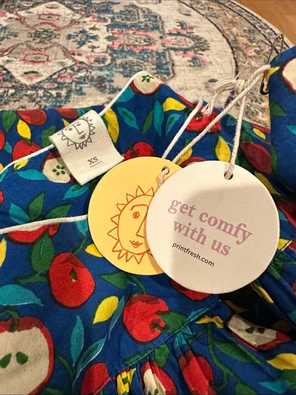 Printfresh Anthro Cottage-core delicious Retro Dreams Nightgown Dress Apples XS - Image 7