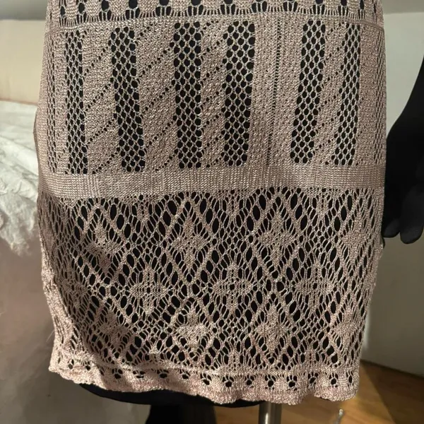 Vintage Y2K Monster Girl Crochet Beige Square Neckline Mini Dress size S - Image 5