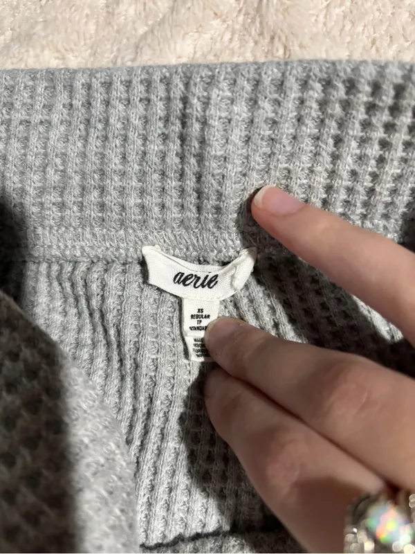 Aerie xsmall gray waffle knit pants flare - Image 4