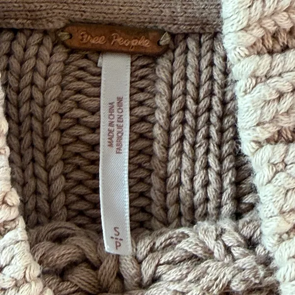 Free People My Only Sunshine Cotton Chunky Knit Mock Neck Sweater Tan Small - Image 3