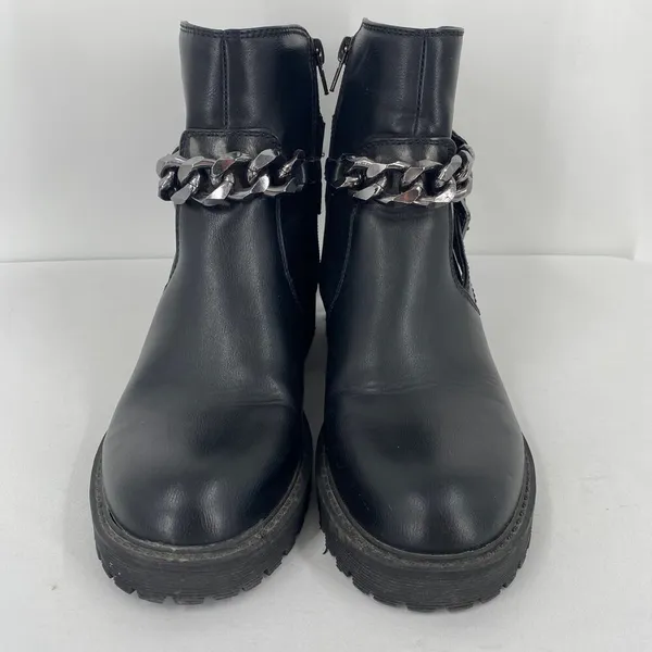 GBG Los Angeles Silea Chain Chunky Heel Moto Boots Size 8 - Image 4