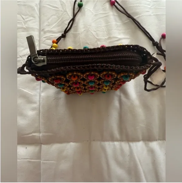 Colorful Beaded Crossbody bag Brown - Image 5