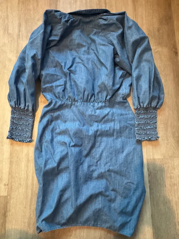 Veronica Beard Allie Ruched Chambray Mini Dress Denim Blue Buttons Collar Sz 2 - Image 12