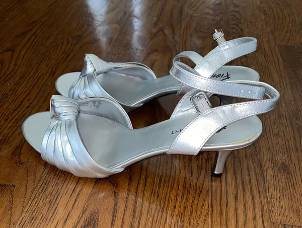 ZARA Silver Kitten Heels - Image 2
