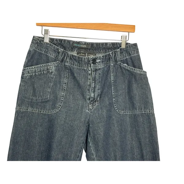 FrenchCuff Womens Denim Capris 10 Blue Dark Wash Patch‎ Pocket Utility Coastal - Image 3