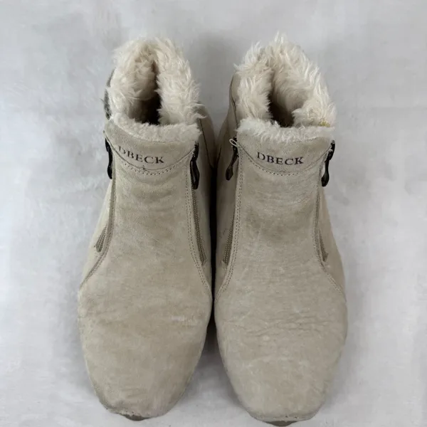 DBECK Tan Suede Faux Fur Lined Ankle Boots Dual Zip EU 38‎ Womens Comfort 7.5 - Image 3