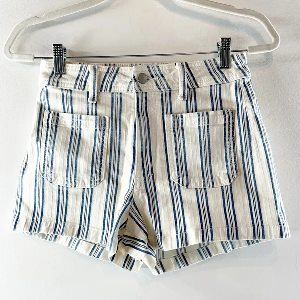 Universal Threads High Rise Striped Patch Pocket Sailor Shorts White Blue 2 - Image 2