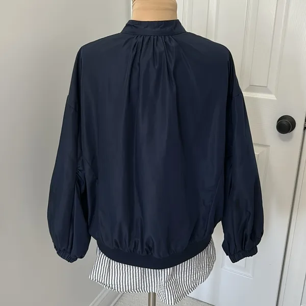 Zara Basic Navy Shirtail Windbreaker Jacket - Image 3