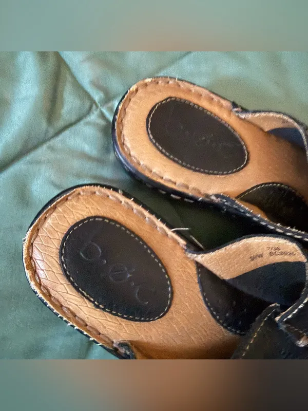 BOC Women's Black Leather Slip-On Mules Sandals Size 7 - Image 2